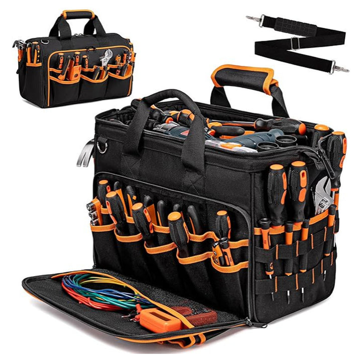 Tool bag with ergonomic design and versatile compartments Bowlift