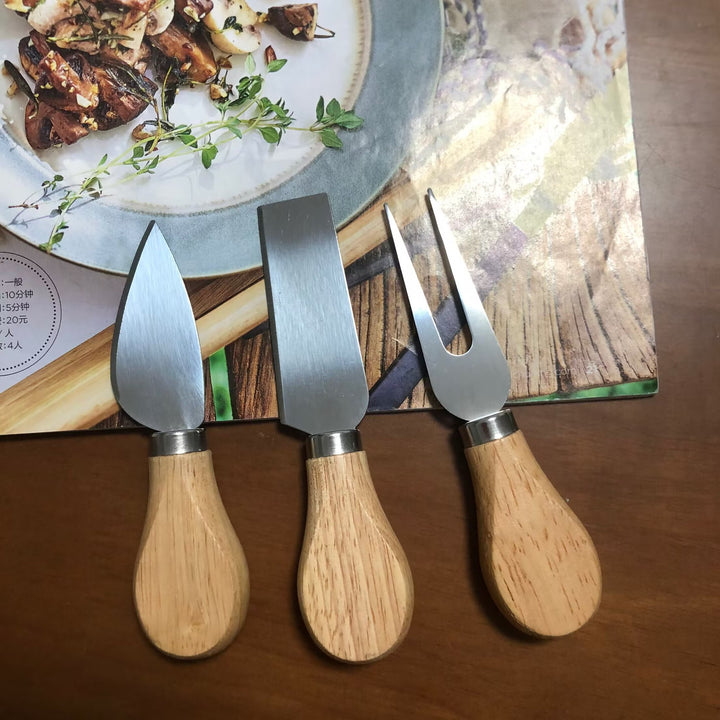 Wooden-Handled Stainless Steel Cheese Spatula Bowlift