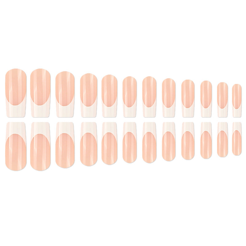 Elegant French Tip Press-On Nail Set Bowlift