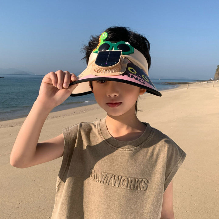 Solar Powered Fan Sunshade for Kids with Adjustable Closure Bowlift
