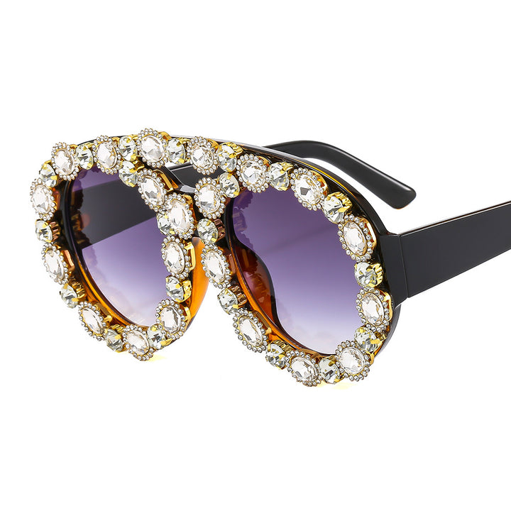 Ladies Glamorous Statement Sunglasses with Eye-Catching Crystal Frame Bowlift
