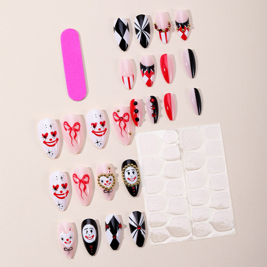 Artistic 3D Clown-Themed Nail Art Extensions Bowlift