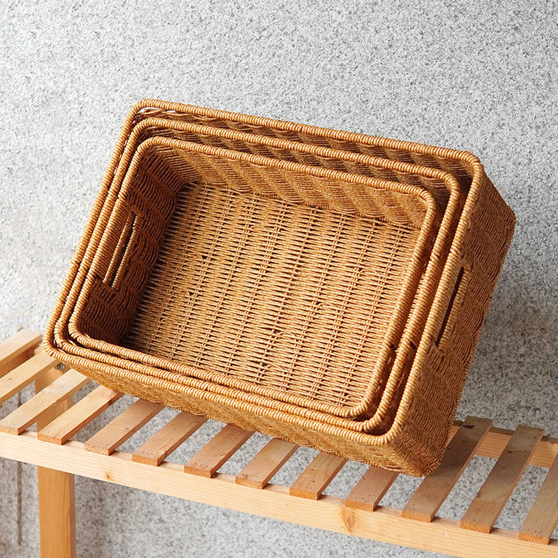 Women's Rectangular Storage Basket Made of Natural Wicker Bowlift