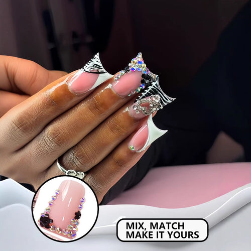 Glamorous 3D Rhinestone Nail Art Extensions Bowlift