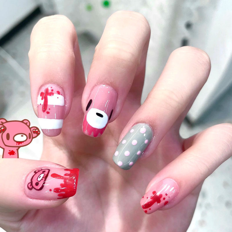 Whimsical Bear-Themed Press-On Nail Art Kit Bowlift