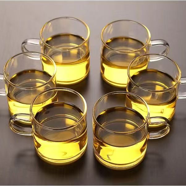 Handblown Double-Wall Glass Espresso Cups with Colored Curved Handles Set Bowlift