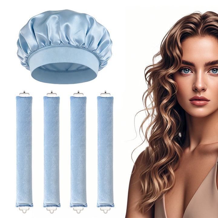Satin Sleep Cap and Hair Rollers