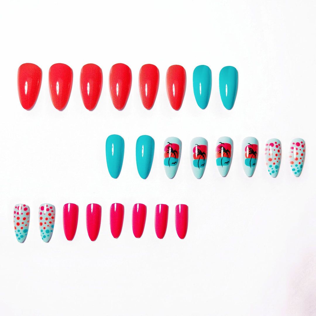 Artificial nails with Lively Tropical motif Bowlift