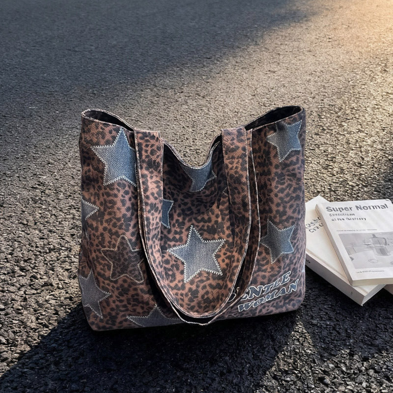 Chic Denim Patchrk Tote Bag Bowlift