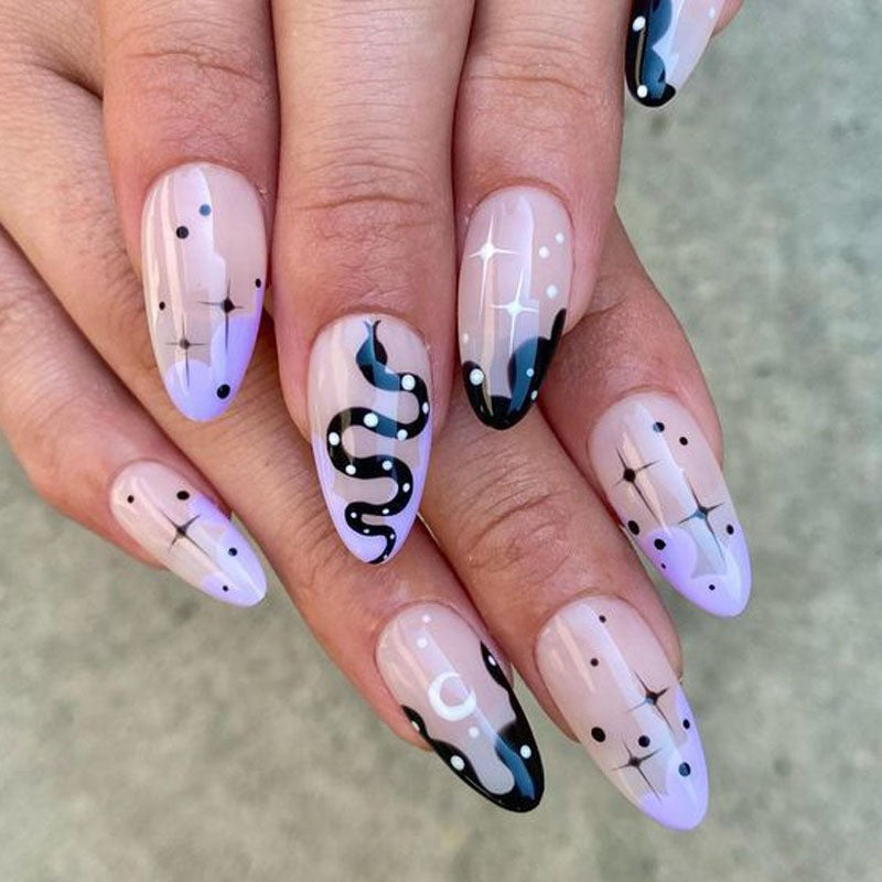 Artful Ghost-Themed Press-On Nails Bowlift