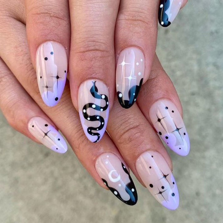 Artful Ghost-Themed Press-On Nails Bowlift