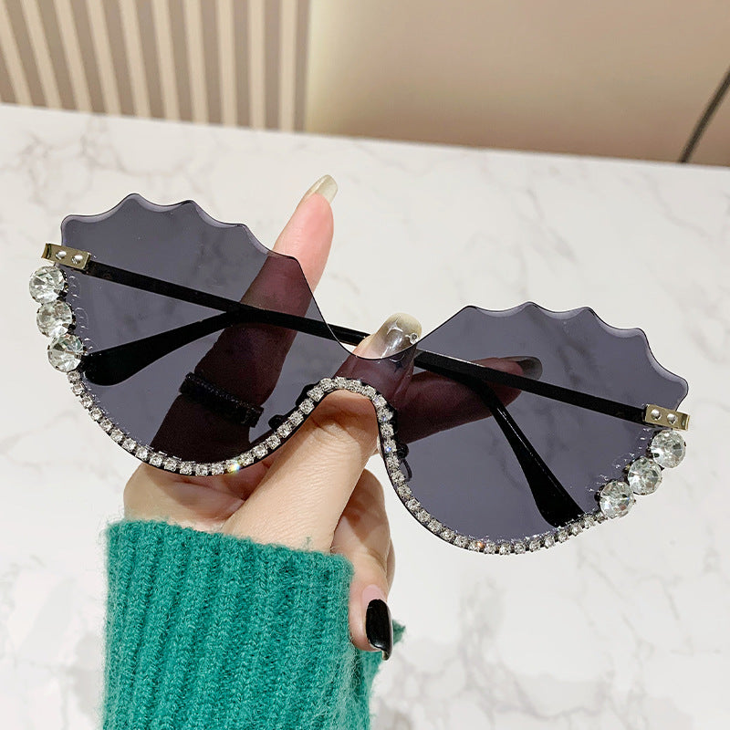 Luxury Rhinestone-Embellished Shield Sunglasses