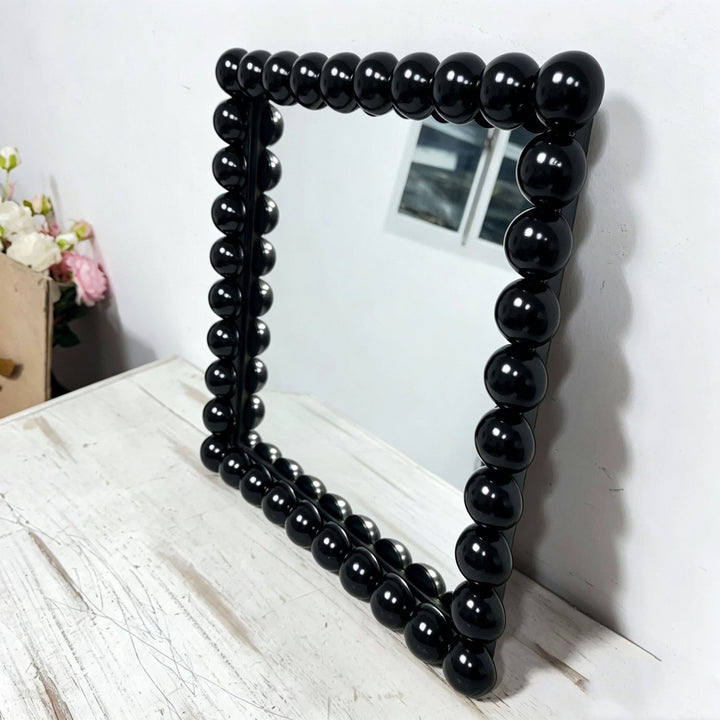 Decorative Square Wall Mirror with Beaded Frame Bowlift