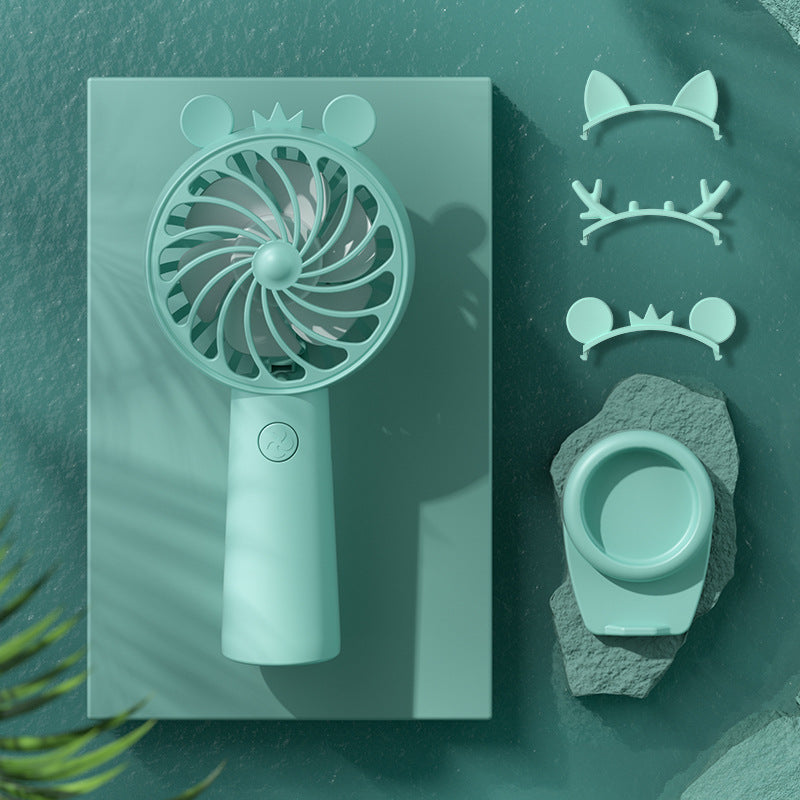 Ladies Portable Mini Hand Fan with Creative Ear Design Bowlift
