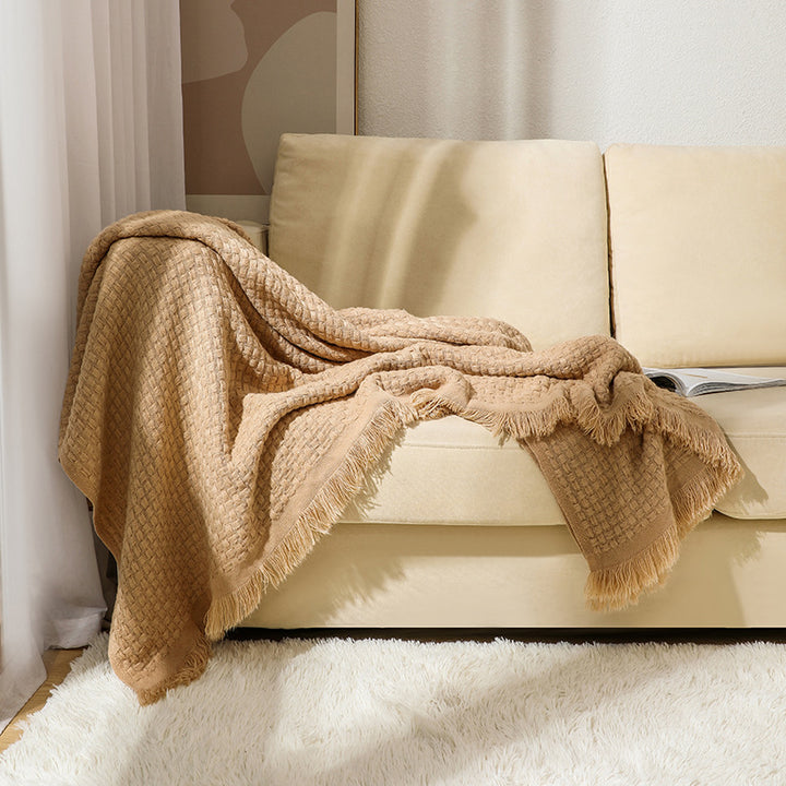 Decorative Woven Fringe Throw Blanket
