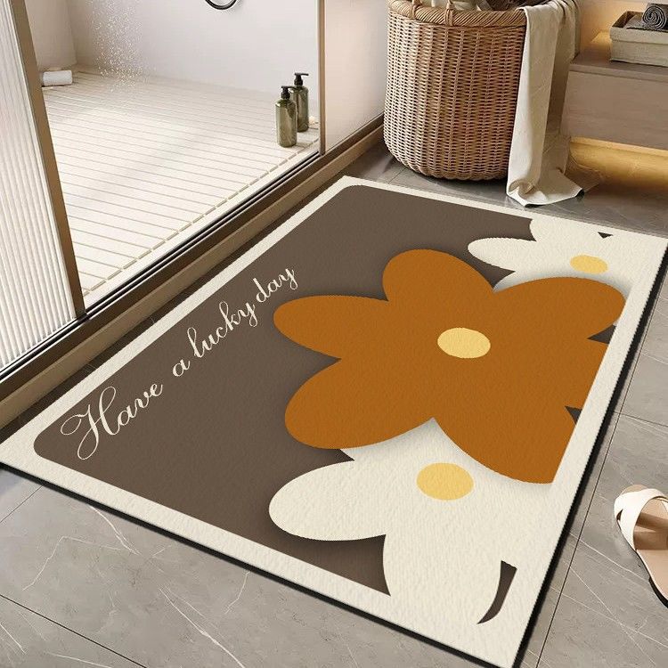 Cheerful Floral Message Bath Mat Bowlift