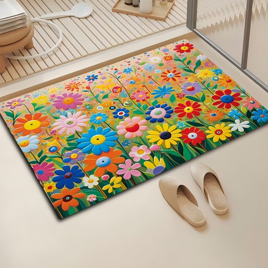 Floral Design Bath Mat Bowlift
