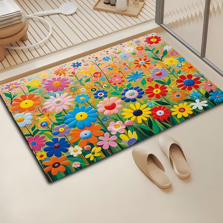 Floral Design Bath Mat Bowlift