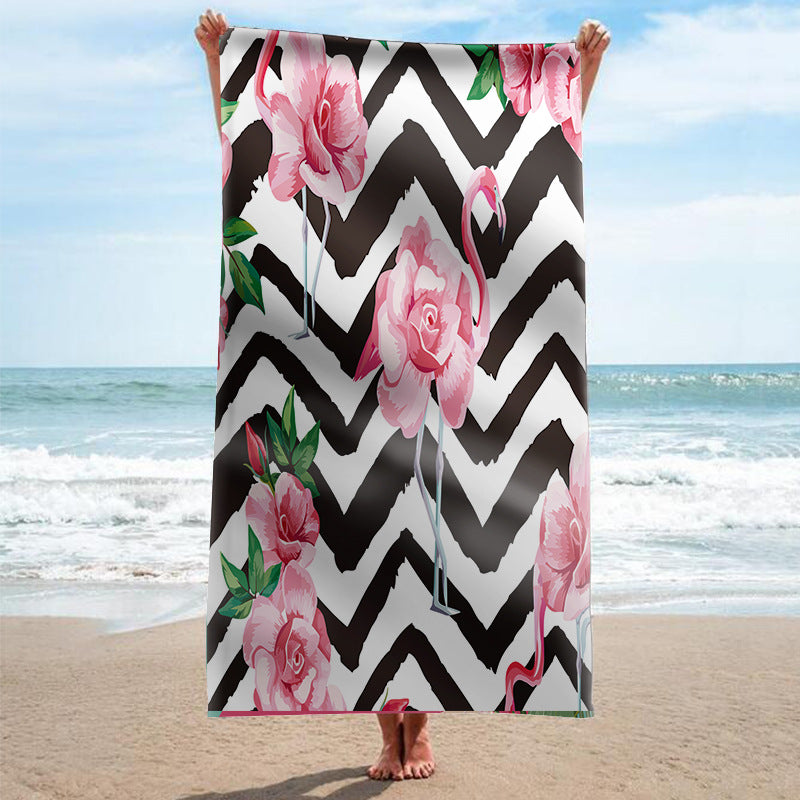 Beach towel with tropical flamingo pattern Bowlift