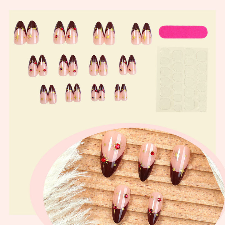 Acrylic nail set with sparkling stars and elegant marble effect Bowlift