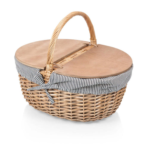 Women’s picnic basket with practical wooden lid and striped lining Bowlift