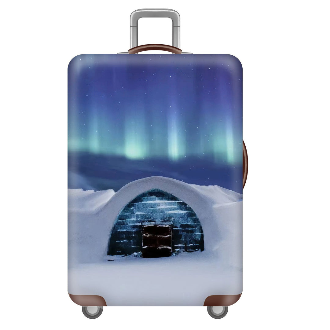 Unisex nan hard shell suitcase trolley with large landscape motif print and multidirectional wheels Bowlift