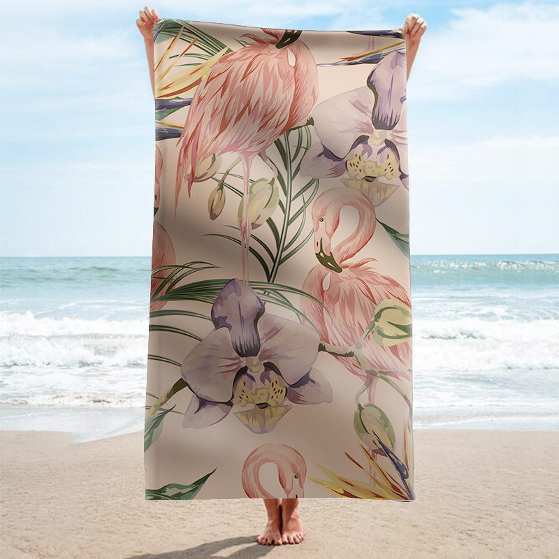 Beach towel with tropical flamingo pattern Bowlift