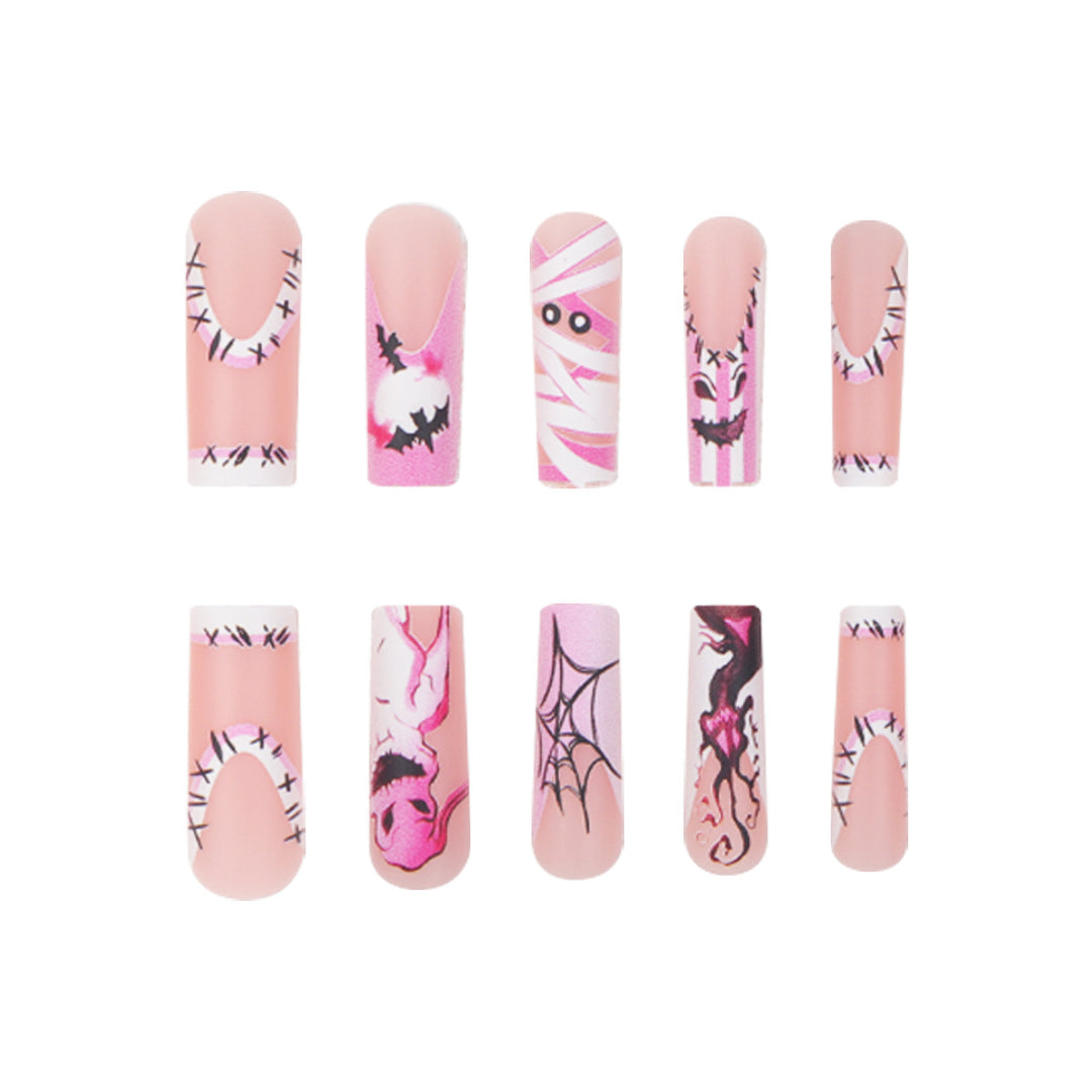 Theatrical Halloween-Themed Long Press-On Nails Bowlift
