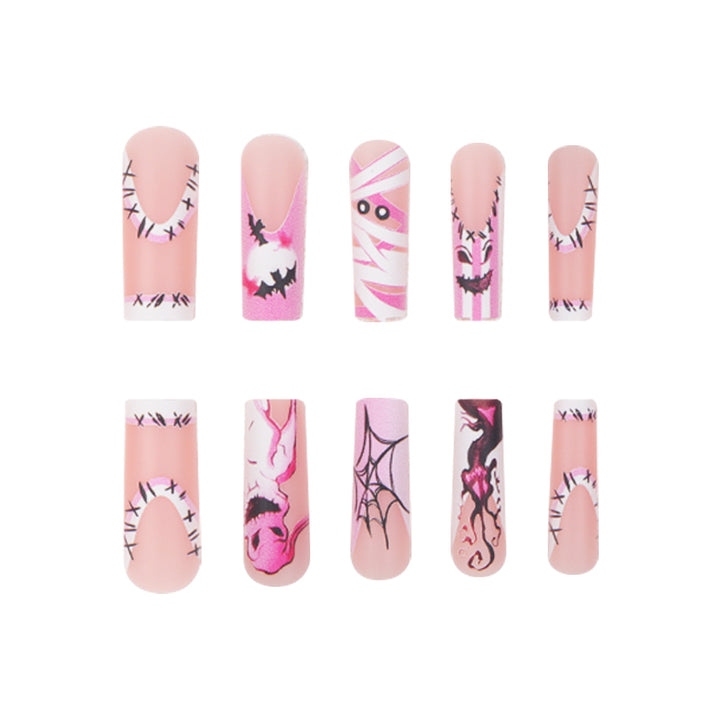 Theatrical Halloween-Themed Long Press-On Nails Bowlift