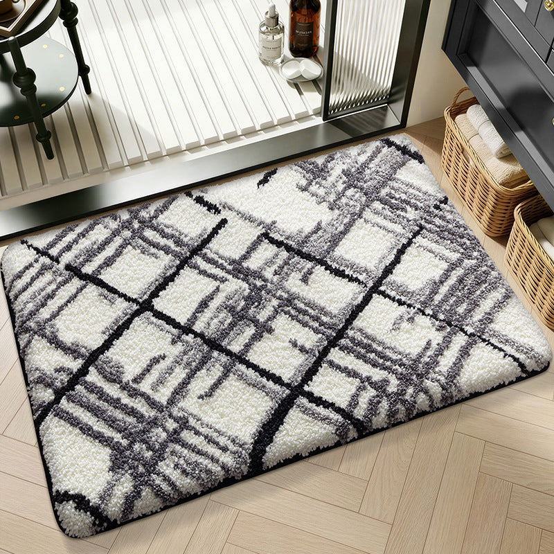 Plush Textured Zigzag Bath Mat Bowlift