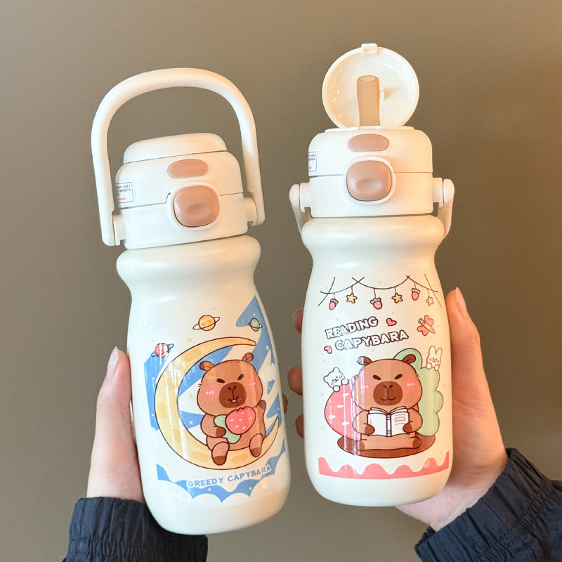Insulated stainless steel drinking bottle with cute capybara design Bowlift