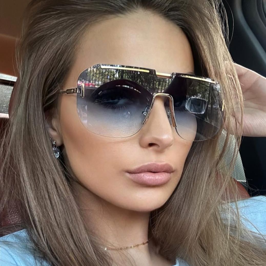 Women's geometric sunglasses with stylish metal frame and UV protection Bowlift
