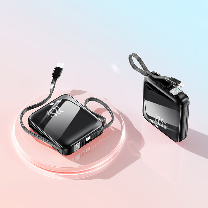 Portable power bank with integrated charging cable and digital display Bowlift