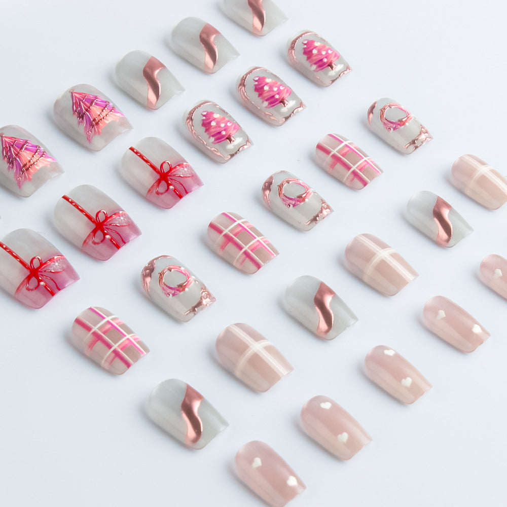 Decorative Holiday-Themed Press-On Nail Set Bowlift