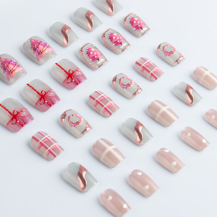 Decorative Holiday-Themed Press-On Nail Set Bowlift