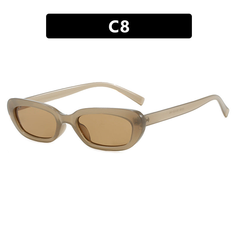 Women's trendy cat-eye sunglasses with transparent plastic frame and UV protection Bowlift