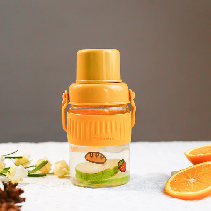 Ladies trendy glass drinking bottle with practical silicone protection Bowlift