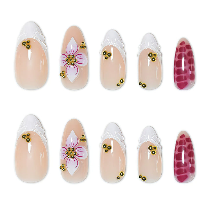 Artistic 3D Floral Design Press-On Nails Bowlift