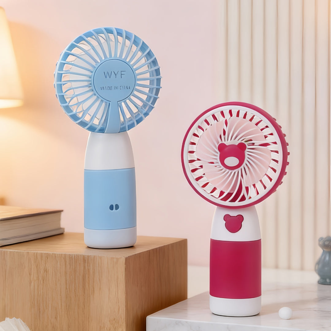 Ladies Portable Hand Fan with Cute Bear Design Bowlift