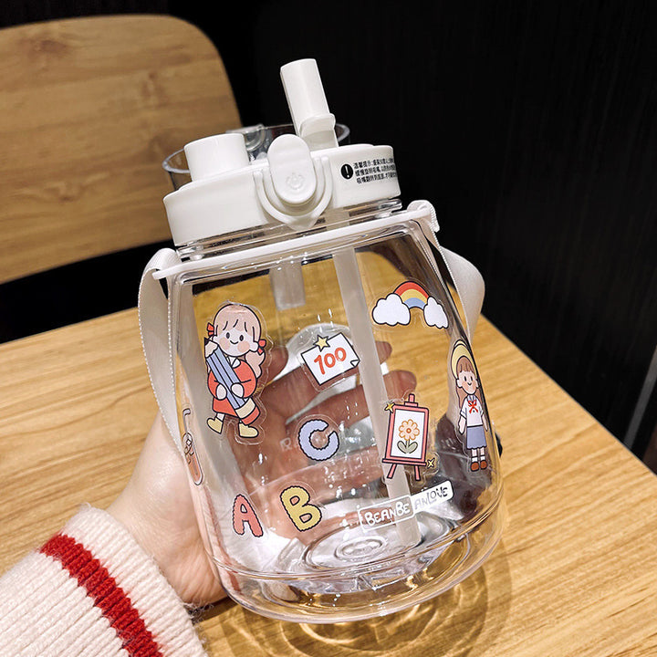 Women Glass Drinking Bottle with Secure Lid Bowlift