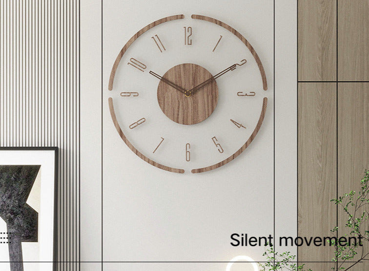 BowLift | WoodCraft | Nordic Solid Wood Wall Clock – Minimalist Silent Timepiece