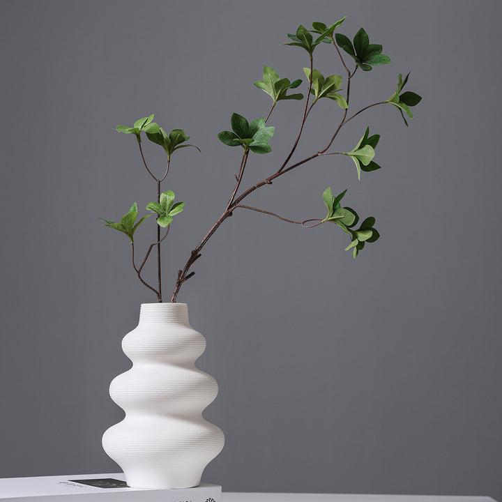 Modern Minimalist Ribbed Ceramic Vase
