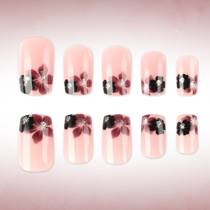 Elegant Floral Acrylic Press-On Nails Bowlift