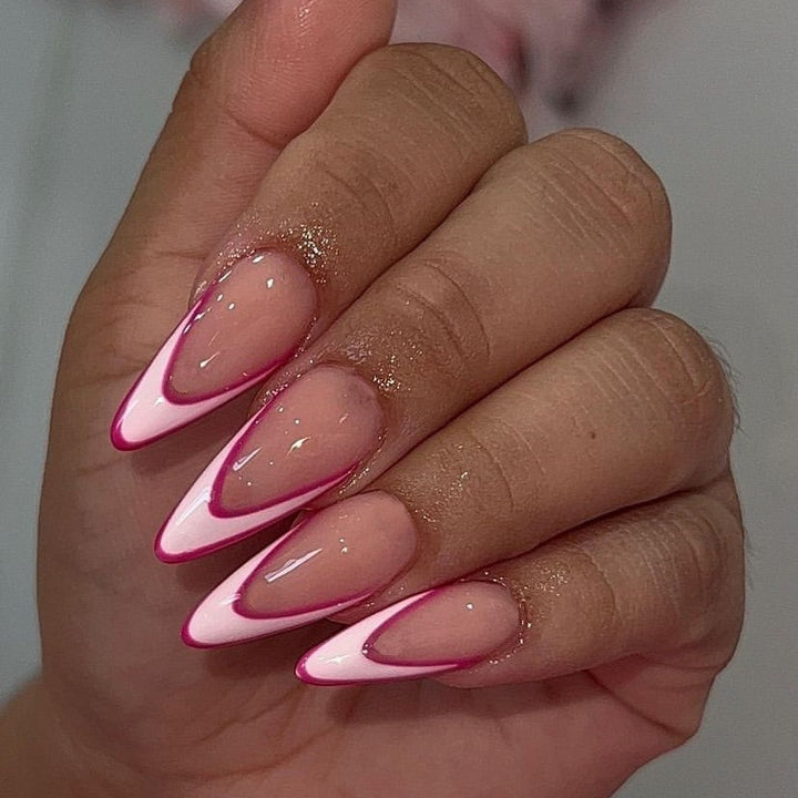 Elegant Stiletto French Tip Press-On Nails Bowlift