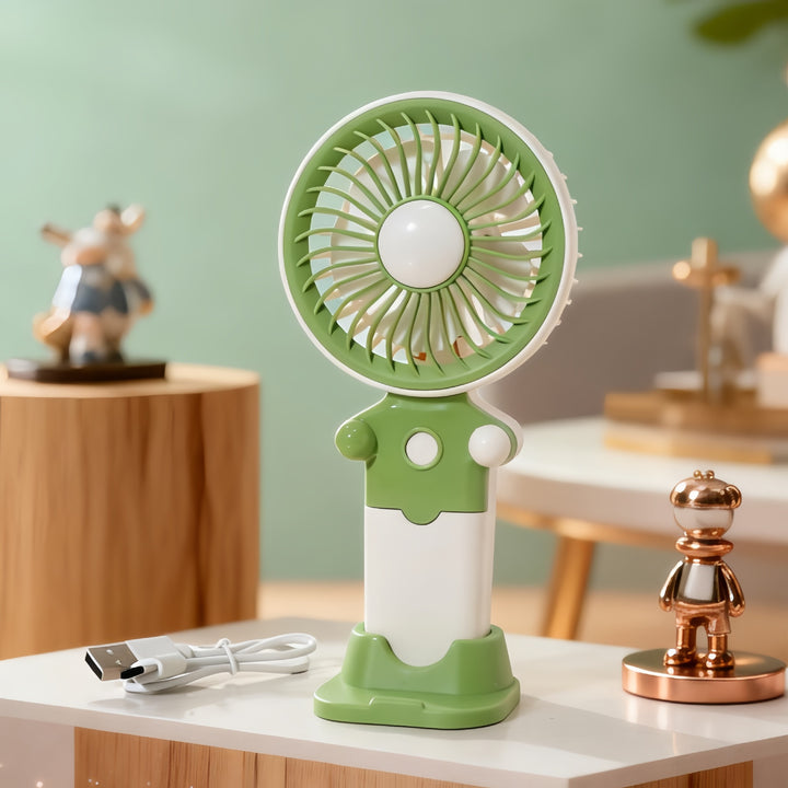 Ladies Portable Hand Fan with USB Charging Function and Flexible Tilt Bowlift