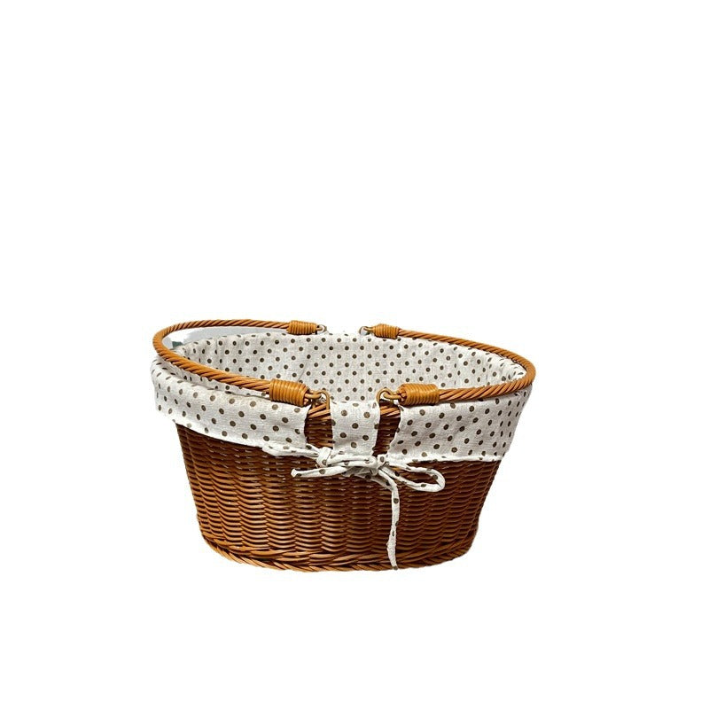 Ladies Elegant Braided Basket with Removable Fabric Insert Bowlift