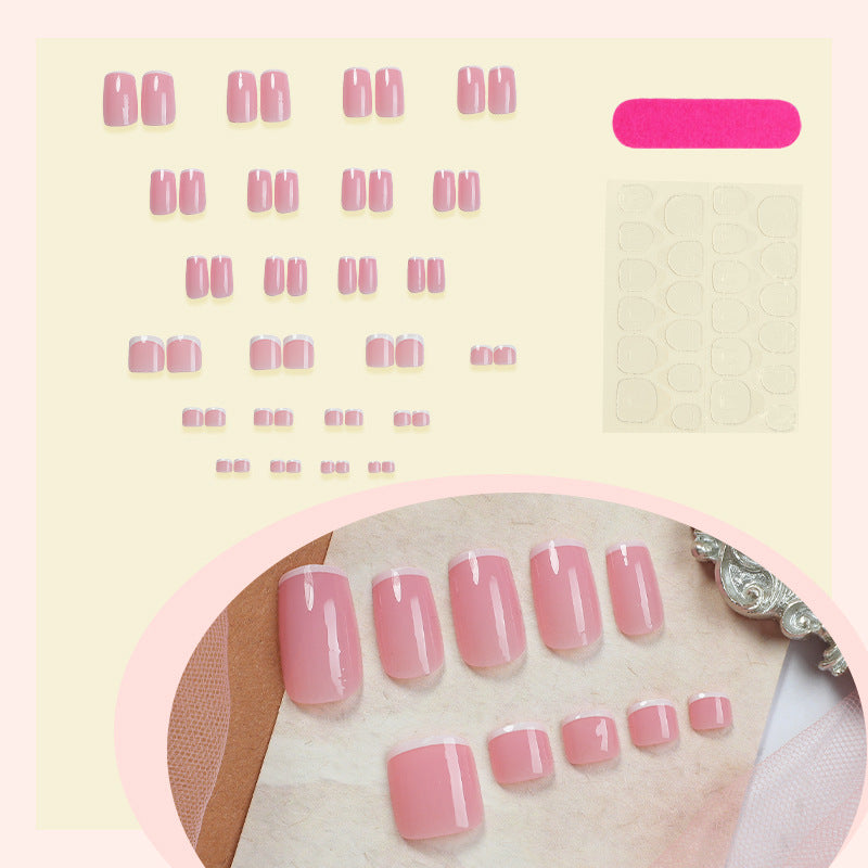 Elegant French Tip Press-On Nails Set Bowlift