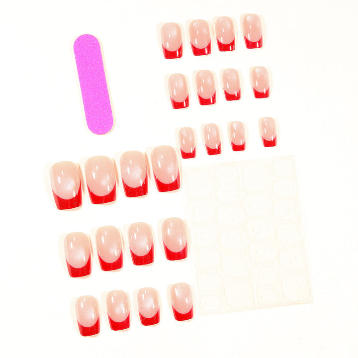 Elegant Glossy French Tip Nail Art Extensions Bowlift