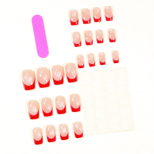 Elegant Glossy French Tip Nail Art Extensions Bowlift