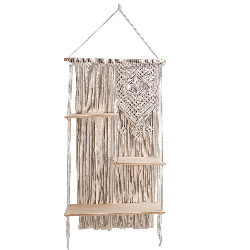 Macramé Wall Shelf Organizer with Artistic Design Bowlift